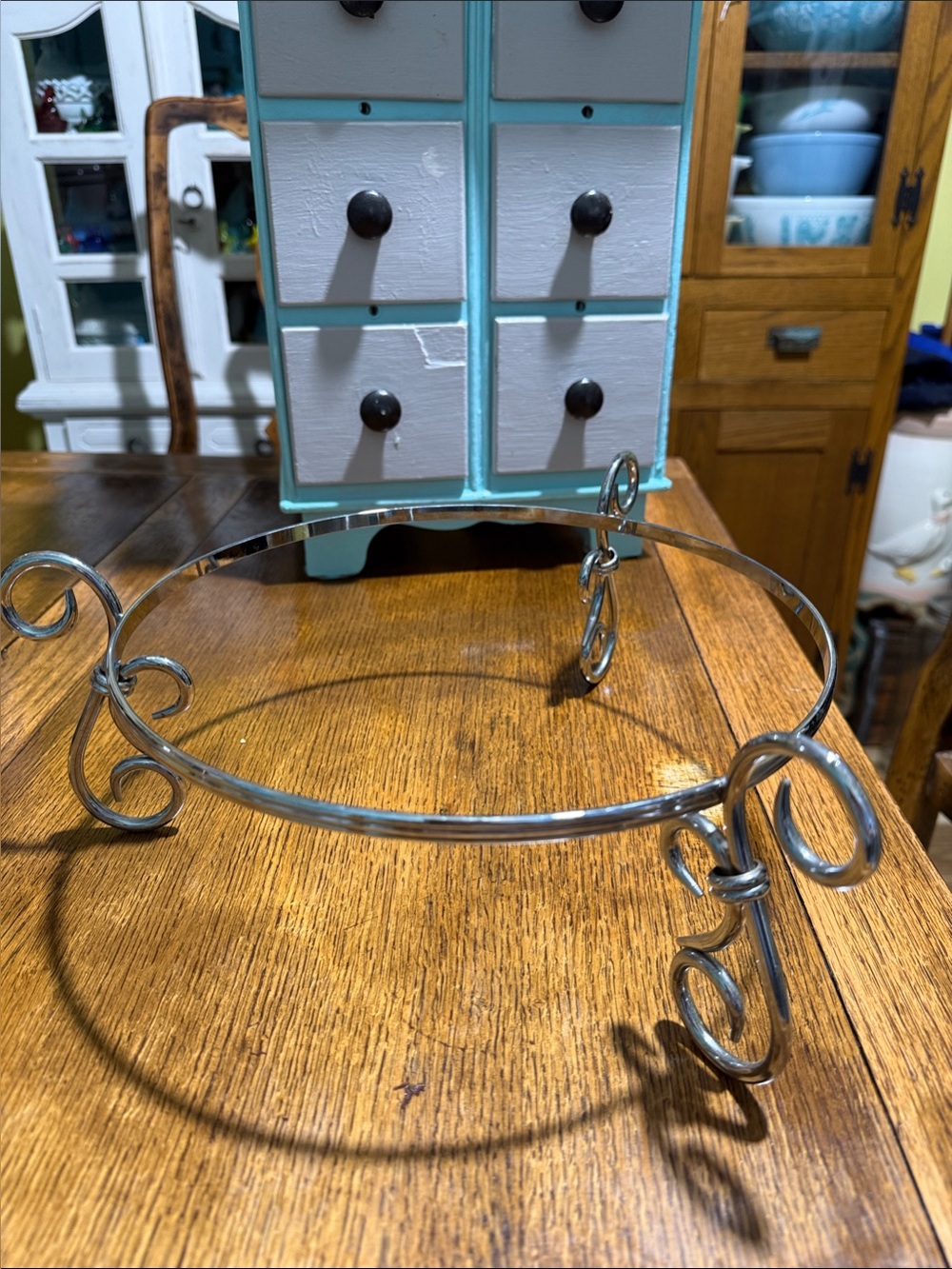 Partylite 3 wick candle holder base silver metal